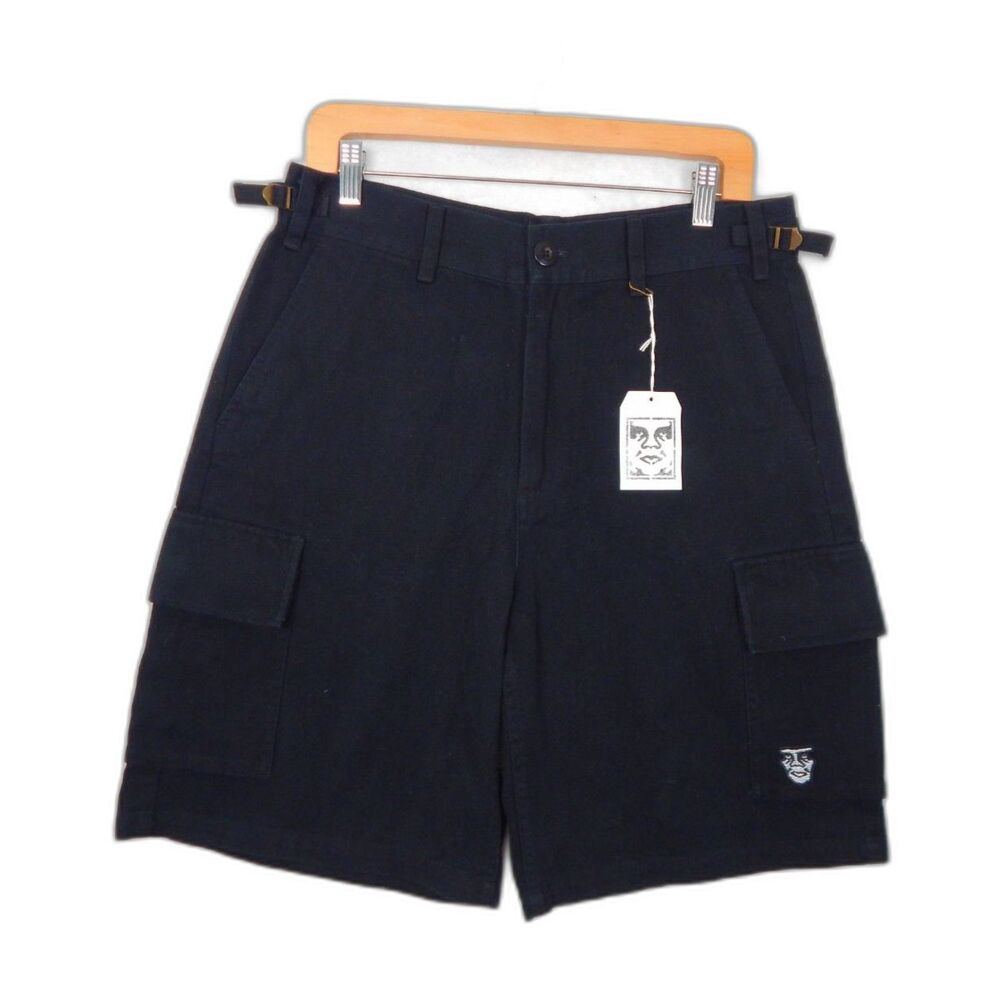 NWT PacSun Obey Mens Black Cargo Shorts Size 30 Gorpcore Streetwear Skate Chino